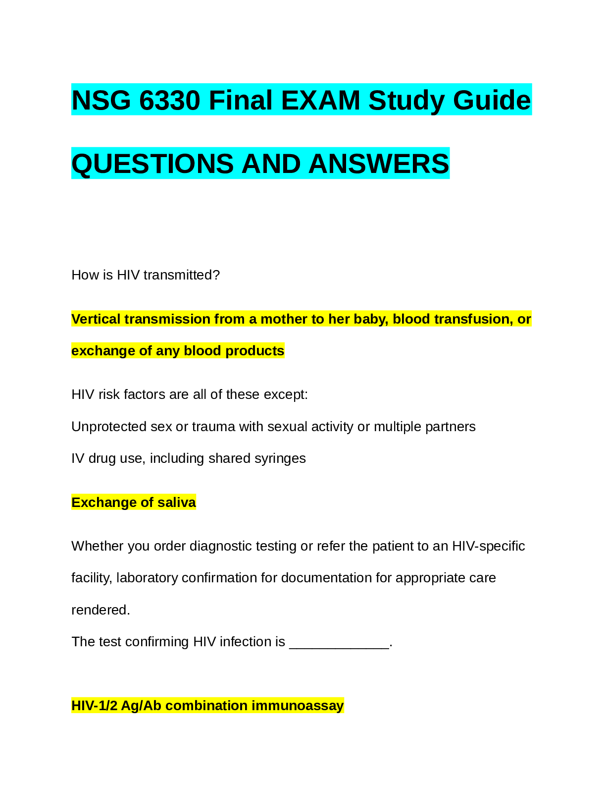 Preview image of NSG 6330 FINAL EXAM STUDY GUIDE document